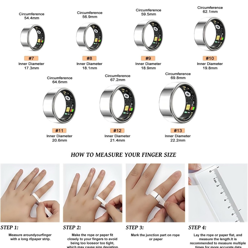 Smart Fitness Ring for Women and Men Silver NWT - Picture 2 of 7